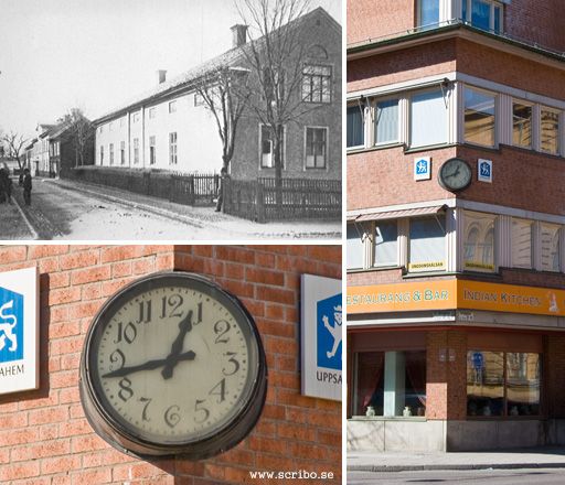 Klockan från Prins Gustavs skola Klockan i hörnet av Kungsgatan och S:t Olofsgatan