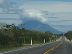 volcano with cloud cover