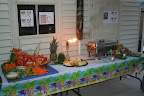 The food including Chef Rob's dry iced smoking volcano of fruit