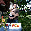 Celebrating Emily's 27 and a half years of life in the courtyard of our apartment building