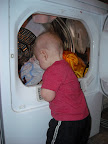 Helping with the laundry