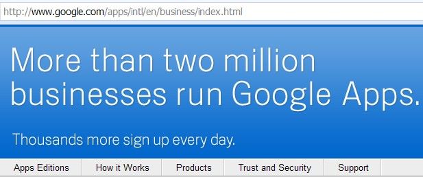 Google Apps hosting two million businesses