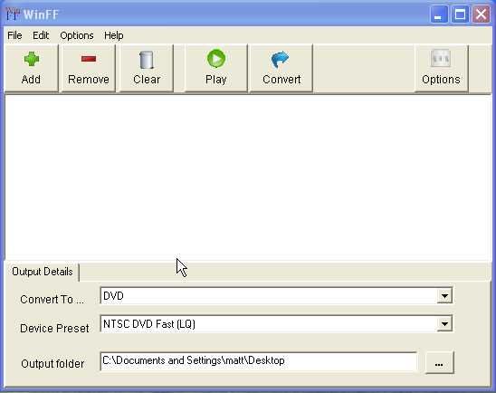 WinFF installation on Windows XP