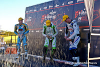 left: Joshua WATERS (VIC) / Team Suzuki centre: Bryan STARING (QLD/WA) / Cougar Bourbon Honda Racing right:Wayne MAXWELL (VIC) / Demolition Plus GAS Honda Racing Spraying champagne left: Joshua WATERS (VIC) / Team Suzuki centre: Bryan STARING (QLD/WA) / Cougar Bourbon Honda Racing right:Wayne MAXWELL (VIC) / Demolition Plus GAS Honda Racing Spraying champagne
