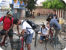 Getting the bikes at the local bike shop