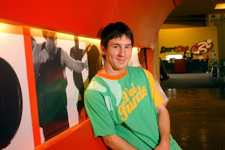 Rising Argentinian international Lionel Messi relaxing.