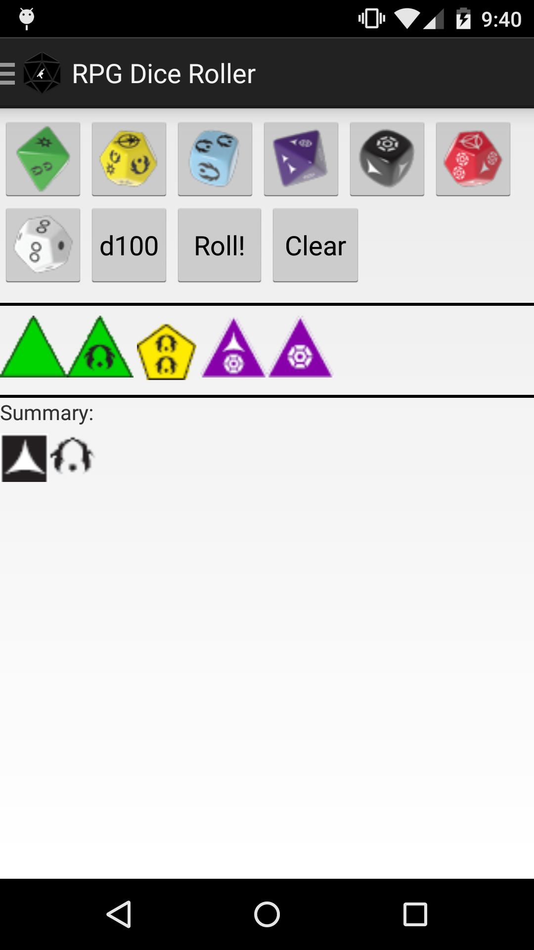Android application RPG Dice (ad-free) screenshort