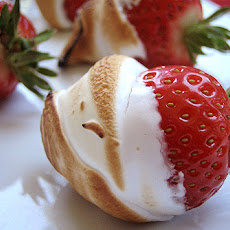 Strawberries in bruleed marshmallow creme