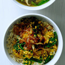 Spiced Red Lentils with Caramelized Onions and Spinach