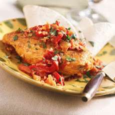 Smoked Chicken with Roasted-Red Pepper Sauce