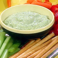 Veggies and Breadsticks and Groovy Green Goddess Dip