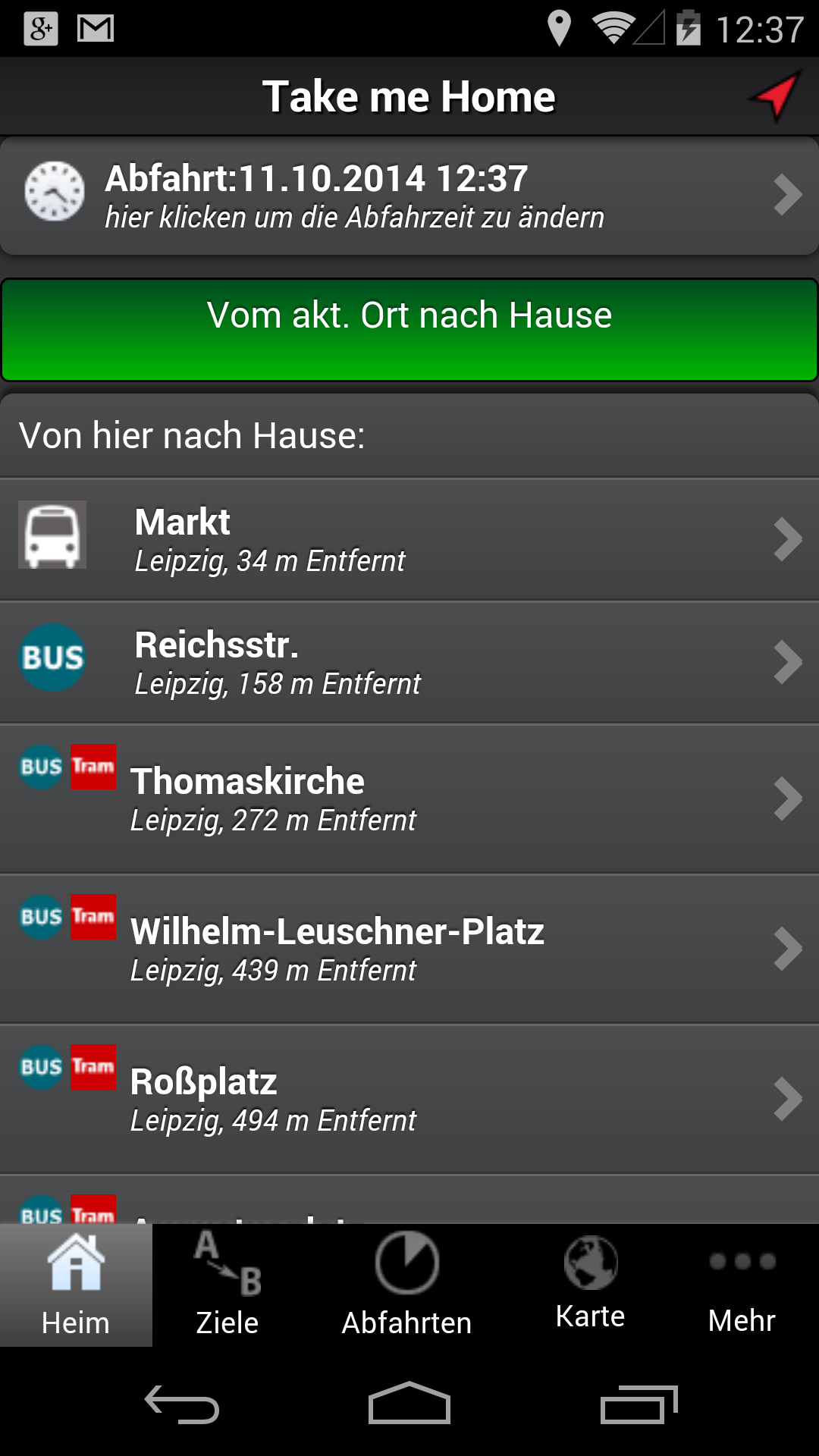 Android application A+ Fahrplan Leipzig Premium screenshort