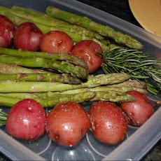 Rosemary Skewered Baby Red Potatoes with Skordalia