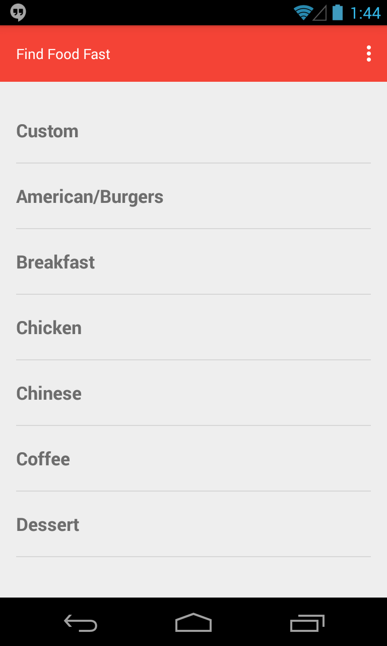 Android application Find Food Fast Pro screenshort