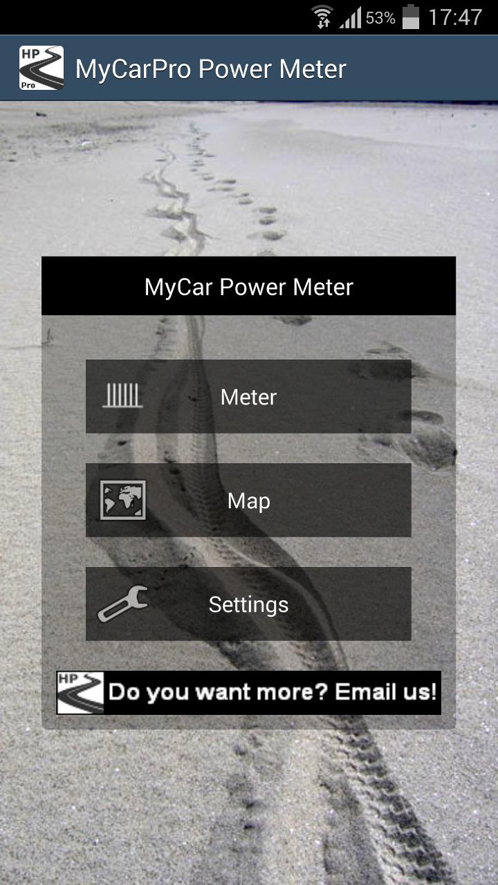 Android application MyCarPro Horse Power Meter screenshort