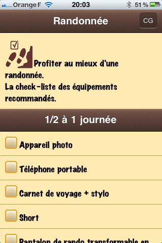 Randonnée CheckList