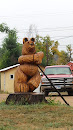 Leaning Wood Bear Sculpture 