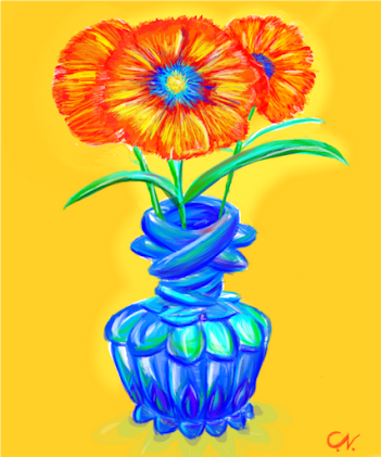Flowers in a Peacock Vase