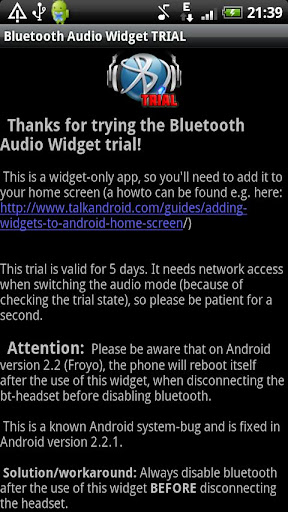 Bluetooth Audio Widget TRIAL