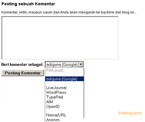 contoh komentar baru di blogger in draft