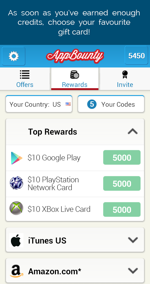 Android application AppBounty – Free gift cards screenshort