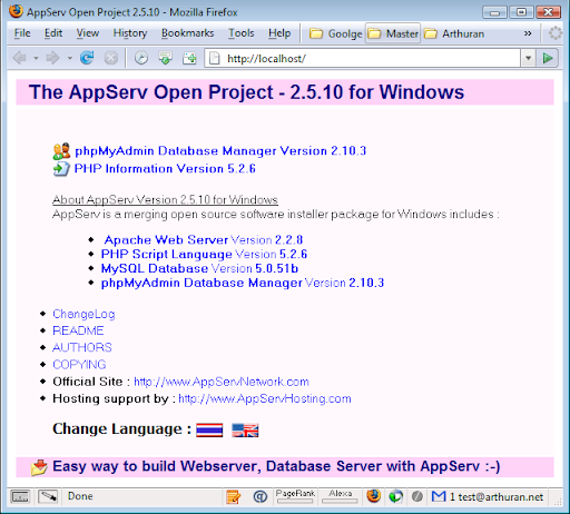 AppServ 2.5.10 in localhost