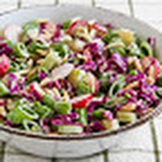 Asian Chopped Salad with Broccoli Stems, Sugar Snap Peas, Radishes, Red Cabbage, and Almonds