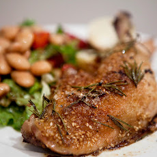 Dukkah and Rosemary Roasted Chicken with Strawberry, Butter Bean and Balsamic Salad