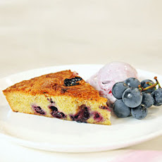 Pistachio Brown-Butter Cake with Concord Grapes