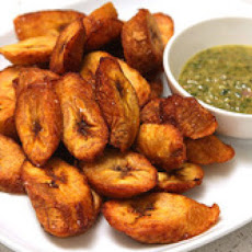 Maduros with Mint Mojo (Fried Ripe Plantains with Garlic and Mint Sauce)