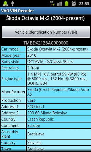 VAG VIN Decoder