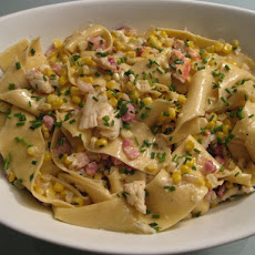 Pappardelle with Corn, Lobster, Pancetta and Crème Fraiche