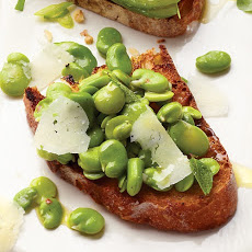 Fava Bean, Mint, and Pecorino Romano Bruschetta