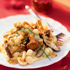 Bay Scallops with Polenta, Wild Mushrooms, Sherry, and Parsley Bread Crumbs