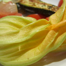 Zucchini Flowers Stuffed with Goat Cheese and Basil