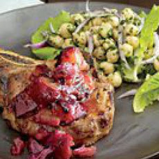 Grilled Pork Chops with Plum-Ginger Sauce