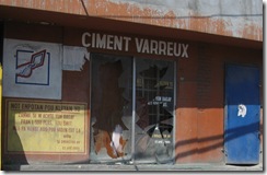 broken glass on store along Delmas