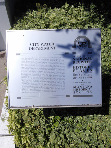 Water Department - Montana Historical Society Plaque