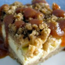 Caramelized Apple Cheesecake with Spiced Creme Anglaise and Butterscotch Sauce