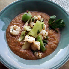 Gazpacho with Shrimp Cucumber Salad