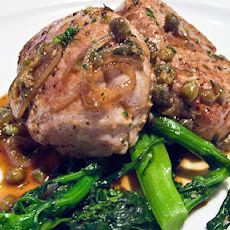 Pistachio-Crusted Pork Scaloppine with Mango Shrimp