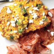 Corn Cakes Topped with Goat Cheese and Bacon