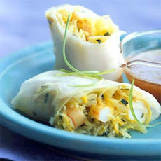 Tandoori Shrimp Spring Rolls with Pineapple Sauce