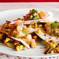 Corn & Poblano Quesadillas with Warm Salsa Verde