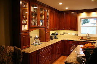 Cambria Counters with Cherry cabinetry