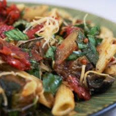 Pasta Salad With Slow Roasted Tomatoes, Grilled Zucchini, and Basil