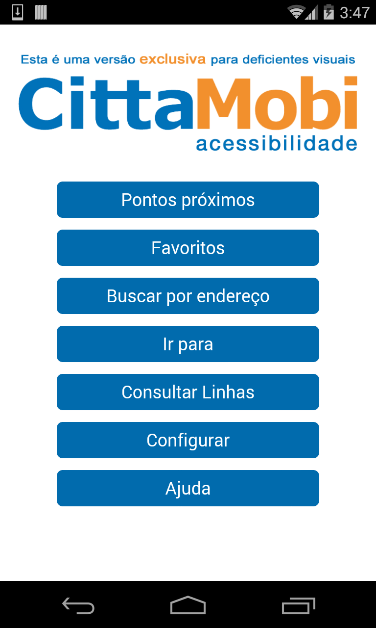 Android application Acessibilidade - CittaMobi screenshort
