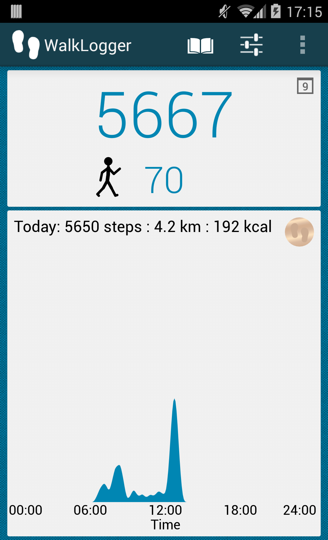 Android application WalkLogger pedometer screenshort