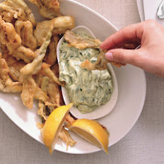 Artichoke Fritters with Green Goddess Dipping Sauce
