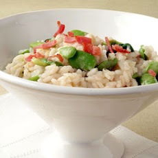 Fava Bean Risotto with Fresh Mozzarella and Prosciutto